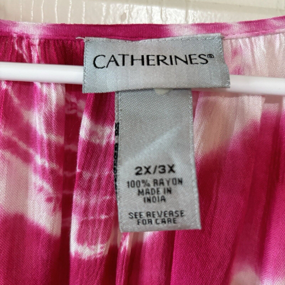 2X/3X Catherines Cool Hippie Pink N Orange Tie Dyed Shell Coverup Or Duster - Picture 10 of 10